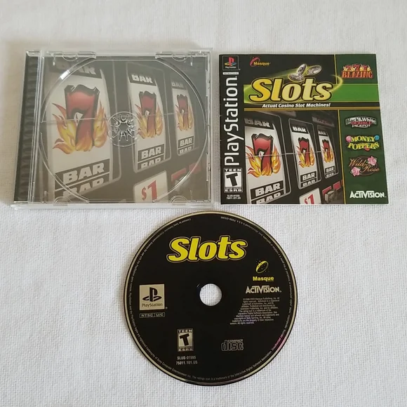 Slots Casino Black PS1 Sony PlayStation Manual Game Case Tested