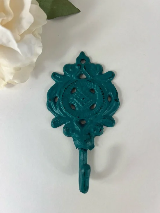Decorative Teal Wall Hook - Ornate Home Accent Coloe is Mermaid Tail