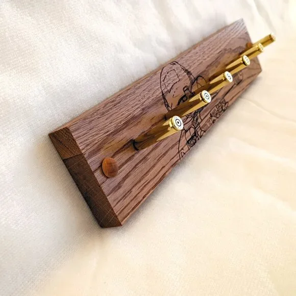 Handcrafted Oak .223 Rifle Casing Key Holder – 13
