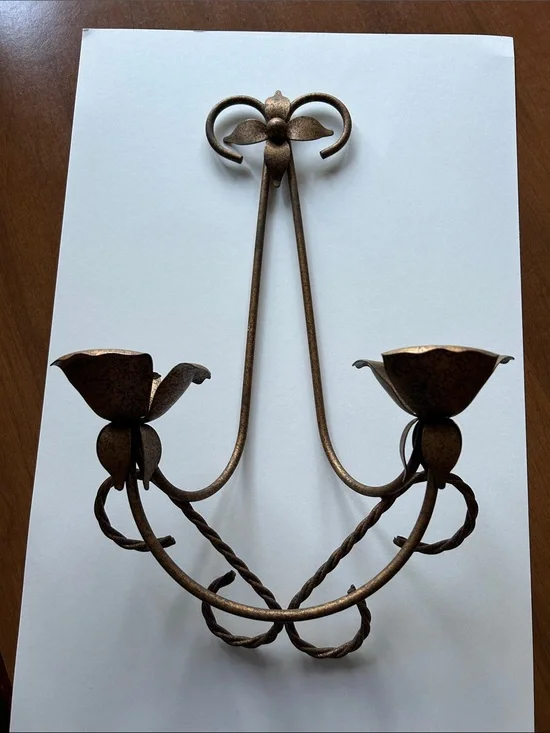 Rustic Metal Wall Sconce - Brown Accent Candle Holder