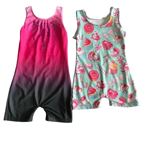 Gymnastic Dancing Leotards with shorts Girls 3T-4T /6-7 Years