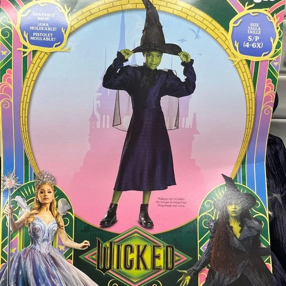 Wicked Girls Elphaba Costume Dress Hat NEW Small 4-6X Disguise Dress Up
