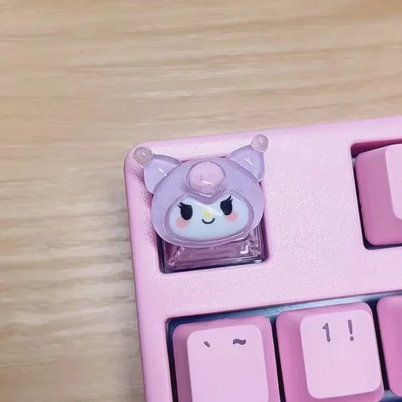 Cute Sanrio Kuromi Kitty Theme Keycap Translucent Base - OEM Mechanical Keyboard