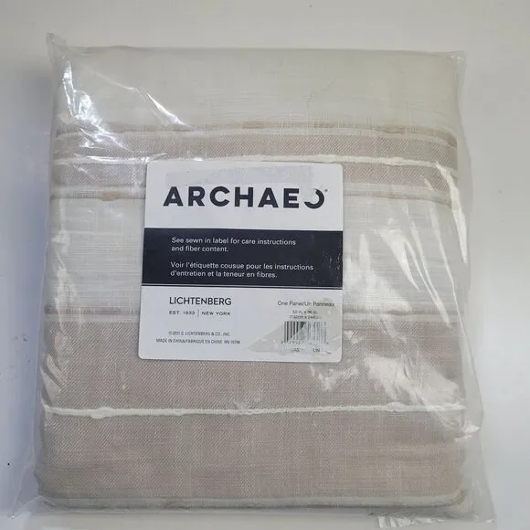 NEW Archaeo Slub Texture Stripe Cotton rod tab curtain panel 52x96