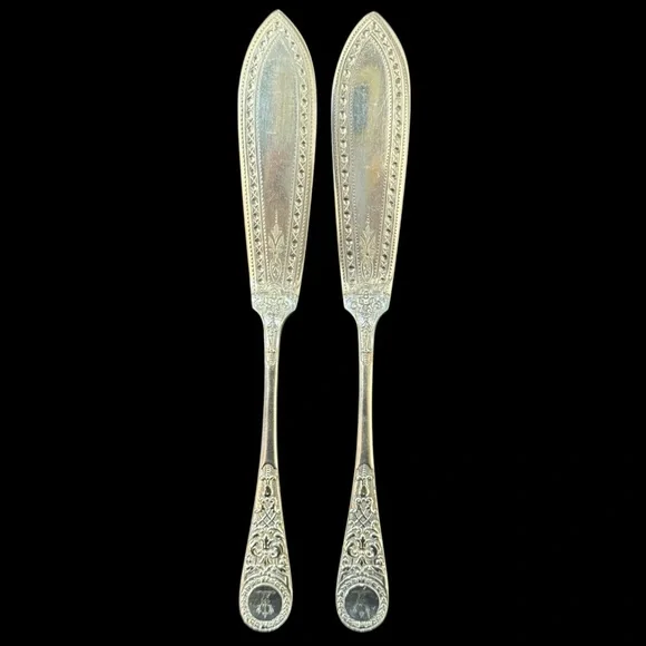 ANTIQUE VICTORIAN Thomas Prime & Son Stag‎ Antlers 2 Set of Butter Knives