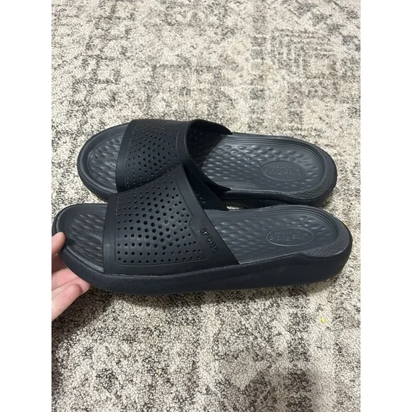literide crocs Black Slides Unisex Women's 11 Men's 9