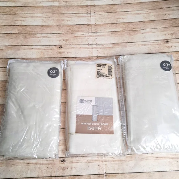 Lot of 3 JCP Home Collections Lisette One-Rod Pocket Panel Cream 60