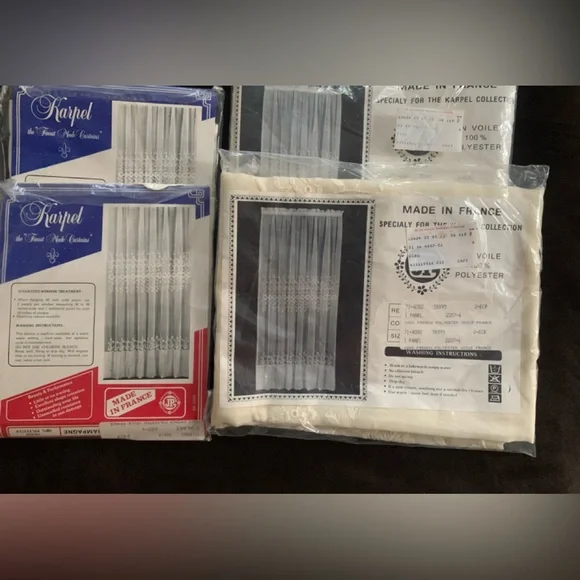 KARPEL Vintage embroided valances/ JP panels (2) each NIB unopened