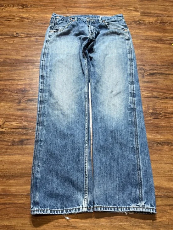 Levi’s 504 Straight Leg Jeans Light Wash W30 L32 Faded Vintage Frayed Hem Y2K