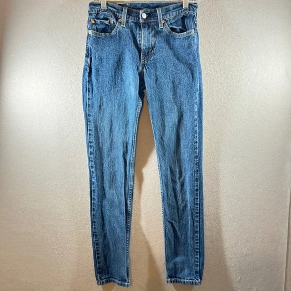 748 | Levi's 511 Slim Fit Denim Jeans Blue Mens 28x32 Medium Wash Red Tab