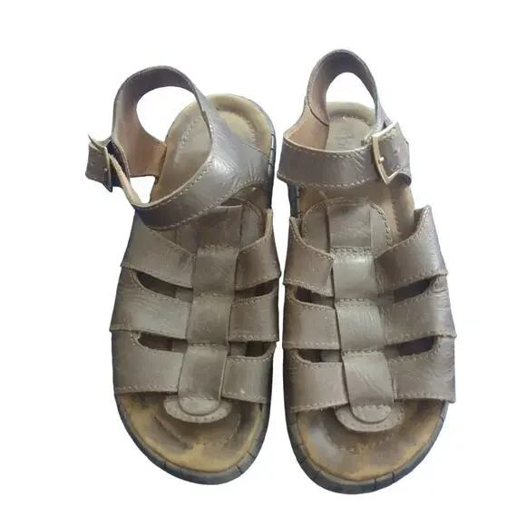 Men's Bass Brown leather‎ Fisherman Sandals Size 10D Casual Fishermancore