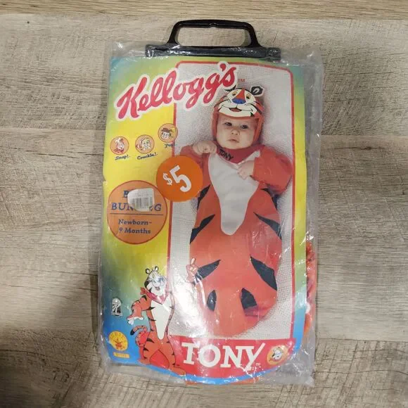 Kellog's Tony the Tiger Baby 0-9m Costume Vintage 1998 Infant Halloween New 2-pc