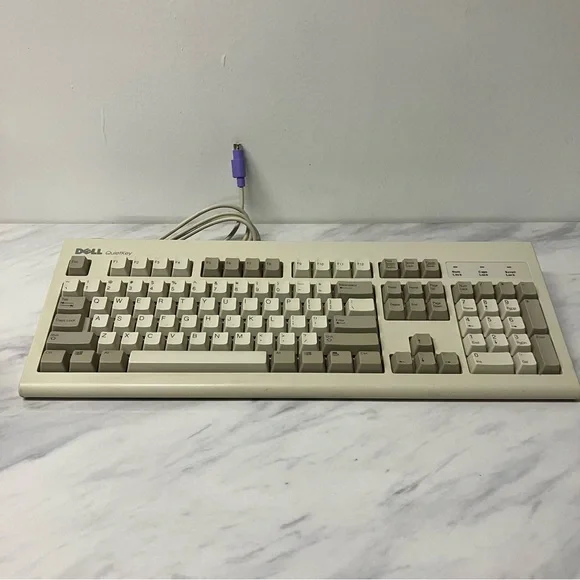 Vintage Dell QuietKey RT7D5JTW PS2 Wired Keyboard White PS/2