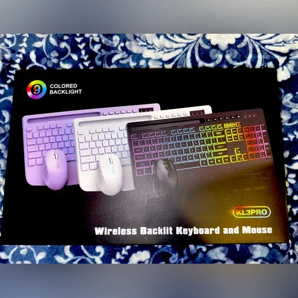 Wireless backlit keyboard and mouse black new in box