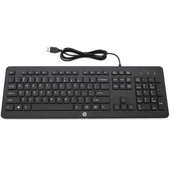 HP Slim Wired USB Keyboard KU-1469 Black Full Size Tested Working