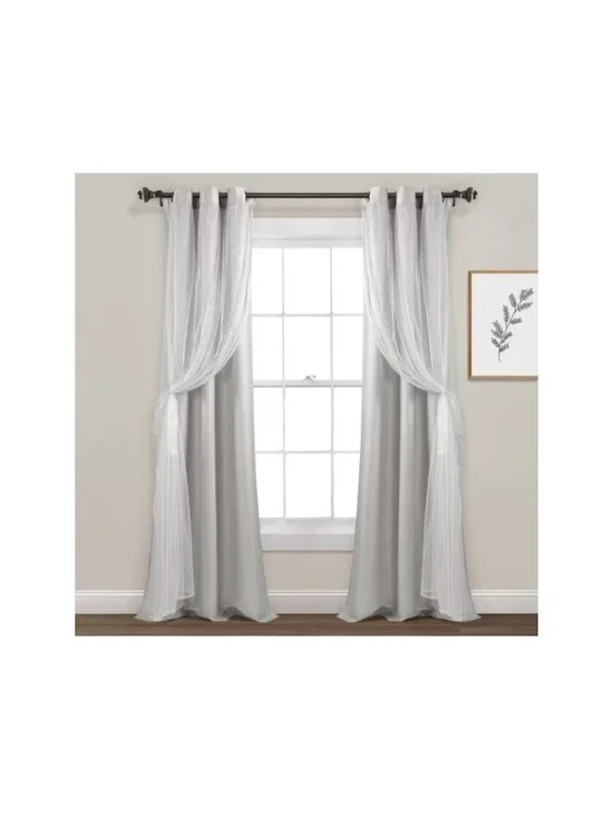 Cottage Polka Dot Sheer Window Curtain Panel Set of 2-38