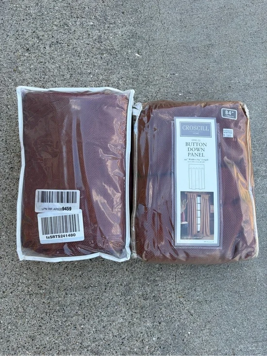 Croscill Button Down Curtain Panels lot of 2 NWT Rust Red Maroon 84