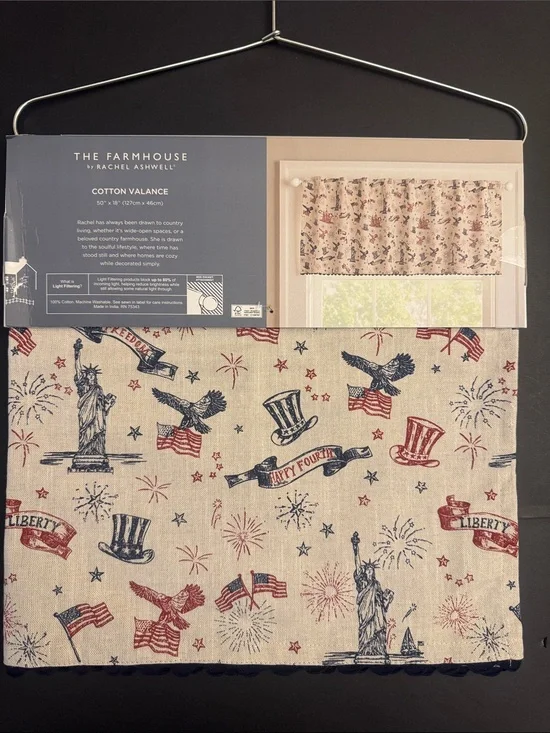 THE FARMHOUSE by Rachel Ashwell Patriotic Cotton Valance -Light Filtering