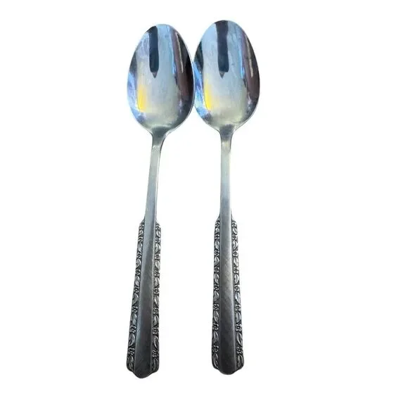 Rogers Co FLORAL Stainless Flatware Pair‎ of 2 Spoons