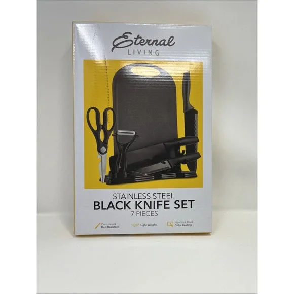 Eternal‎ living stainless steel black knife set seven pieces