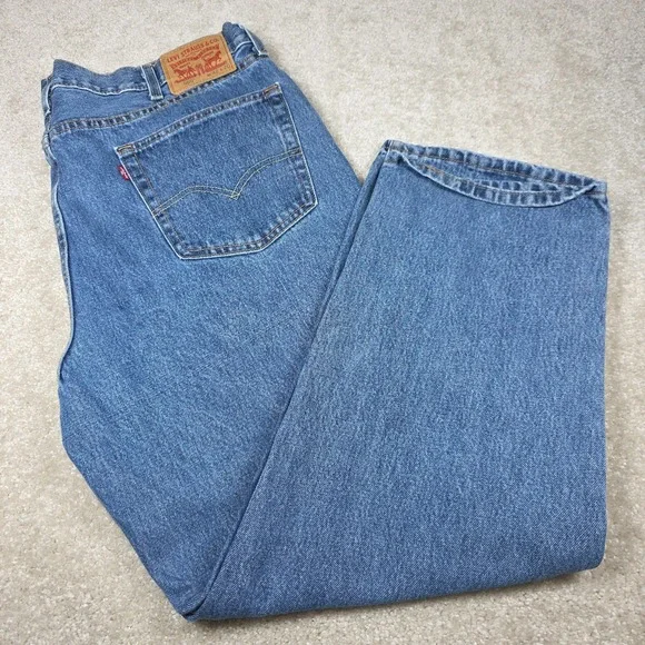 Levi's 550 Straight Jeans Mens‎ 42x30 Blue Denim Stone Wash Relaxed Fit Baggy
