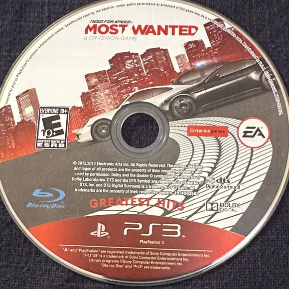 PS3: Need for Speed: Most Wanted Game Disc (No Case) Sony PlayStation 3