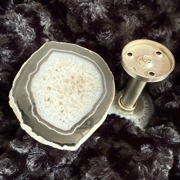 Agate Quartz Slice Tieback /Wall Hook Set Of 2