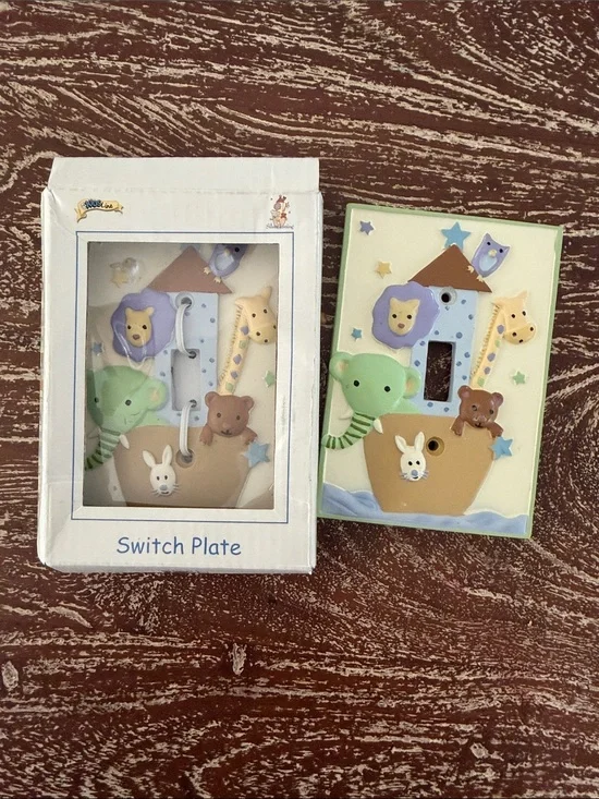 2 Nursery Animal Themed Light Switch Plate - Pastel Green