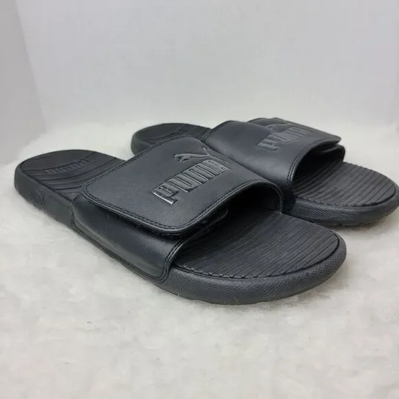 Puma Slides Men's Size 12 Black Comfy Casual Sandals Cushioned EUC