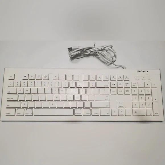 Macally Full Size USB Wired Keyboard (MKEYE) for Mac and PC (White)