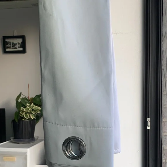 2pcs Light Gray Grommet Curtain Panel big Silver Rings