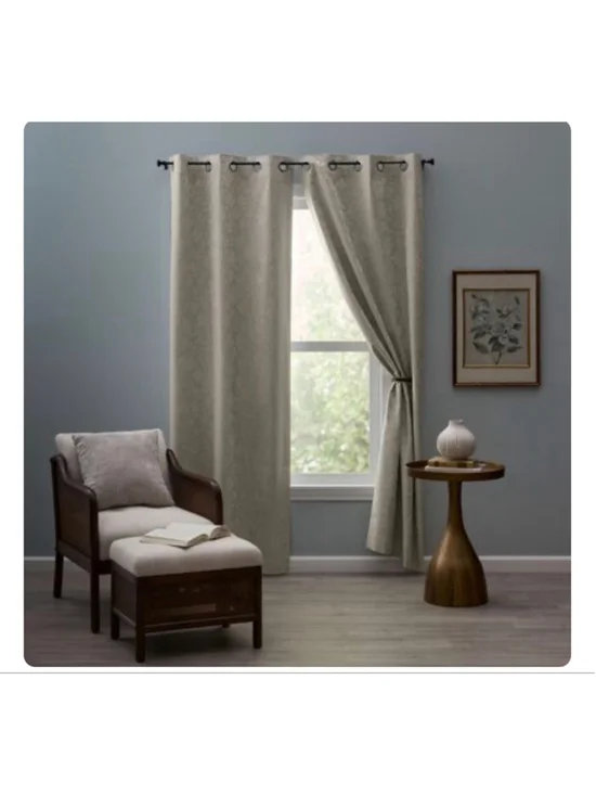 NEW Style Selections 84-in Beige Floral Blackout Grommet Curtain 2 panels
