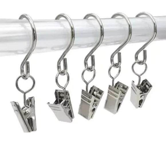 IKEA Riktig 24 Silver Curtain Hooks w Clips
