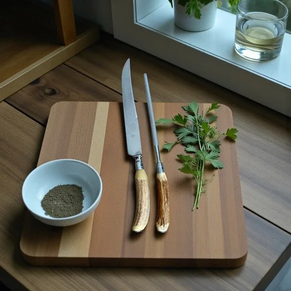 Royal Brand Sheffield England Carving‎ Knife and Sharpener Set Stag Handle