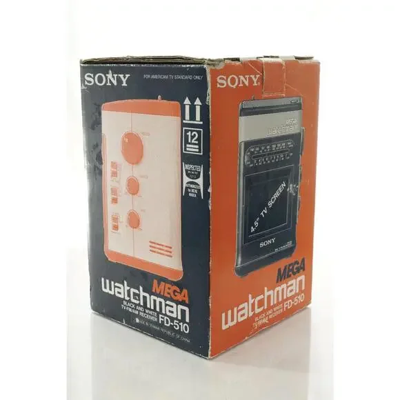 Vintage Sony Mega Watchman FD-510 4.5in B&W TV FM AM Receiver W Orig Box