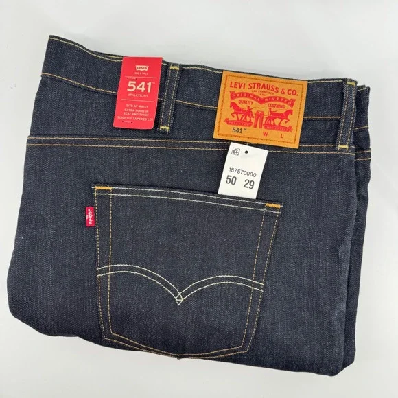 Levi's 541 Athletic Fit Jeans Mens 50x29 Dark Indigo Stretch Big & Tall Tapered