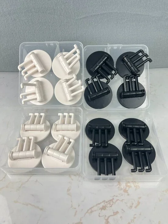 NEW 16ct Tri-Hook Black & White Adhesive Wall Hooks Lightweight Peel & Stick