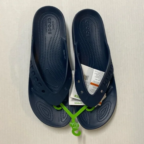 New‎ CROCS classic navy Baya ll flips flip flop slip ons