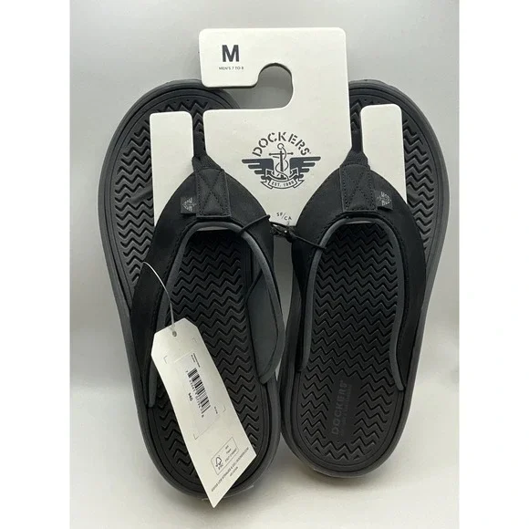 Dockers Mens Sandals Flip-Flops‎ Gray New - Black - size 7/8