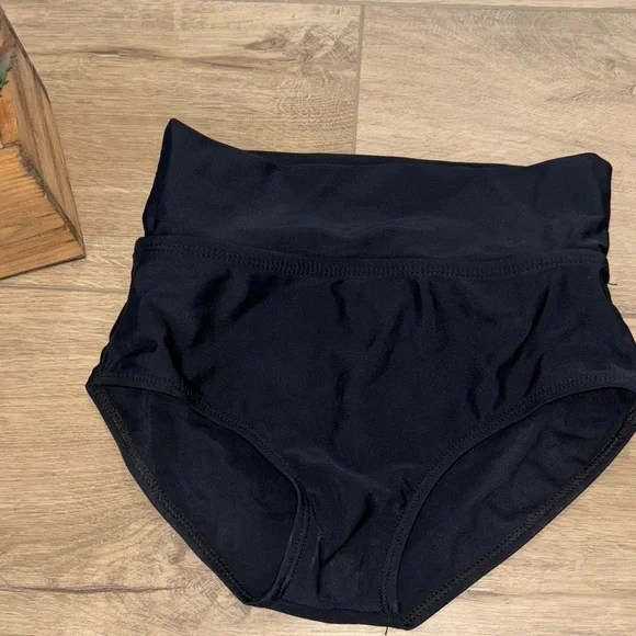 High-Waisted Black Swim Bottoms