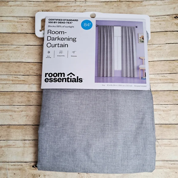 Room Essentials Light Gray Room-Darkening Curtain Drape