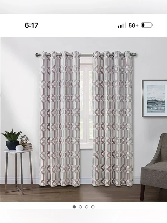 Geometric Pattern Blackout Curtain Panel - Cream and Tan 50x84