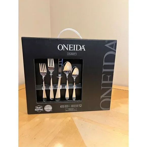 NIB! Oneida Flight 65 Piece Everyday Flatware Set Service For 12