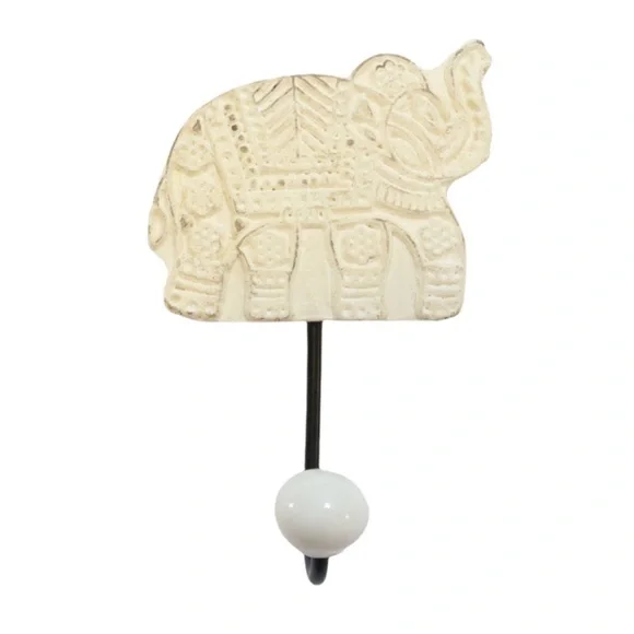Elephant Carved Single Hook Wall Decor NWOT
