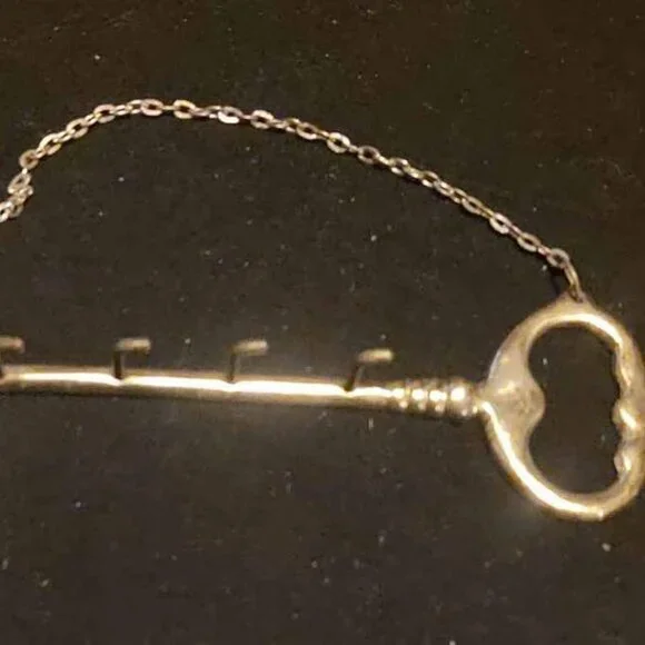 Vintage Brass Toned Skeleton Key Holder