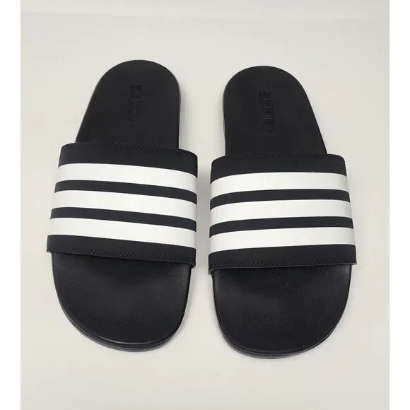 Adidas Adilette Black White Womens Athletic Slip-On Sandals Size US 12