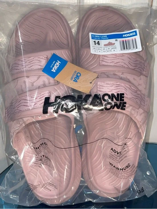 HOKA Gender Inclusive Ora Luxe Slide Sandal NWT W 16 / M 14 Pink Pale Mauve
