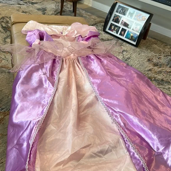 Disney’s Rapunzel size 10 costume from tangled she pretty roses on sleeves