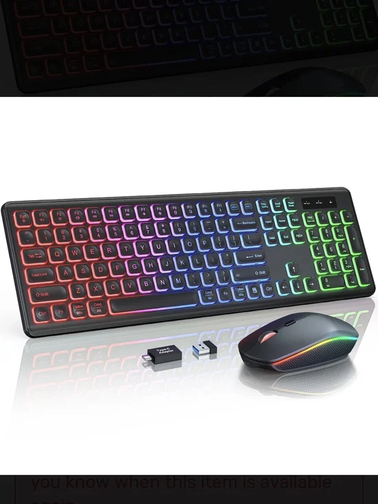RGB Wireless Keyboard and Mouse Combo - Black