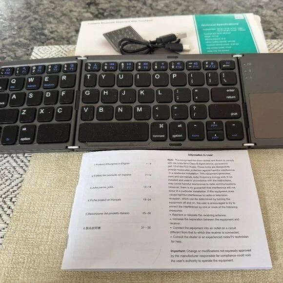 Fold-able Bluetooth Keyboard with Touchpad